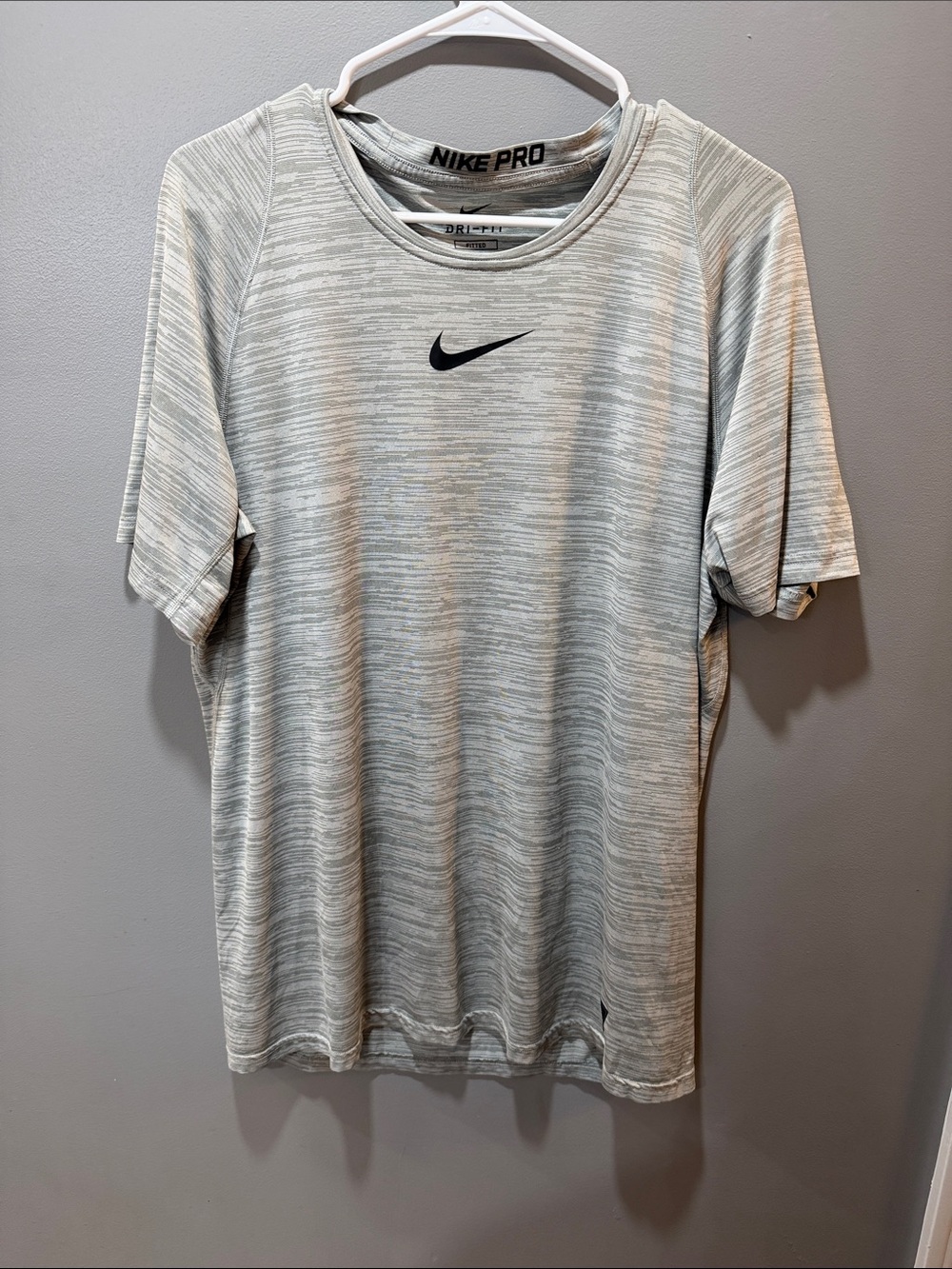 Nike Pro Fitted Men’s Gray Dri-FIT Performance T-Shirt